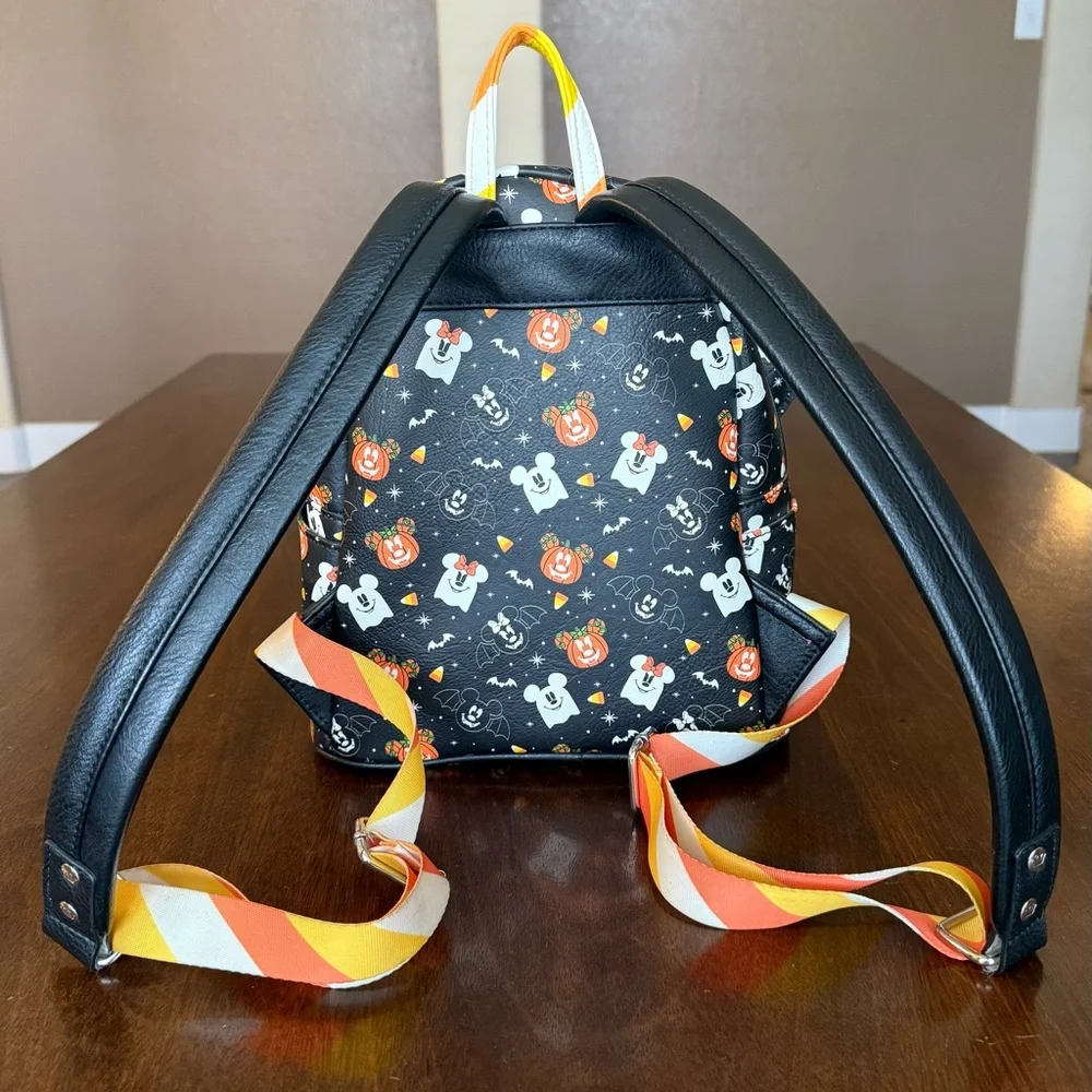EUC Loungefly Disney Mickey Minnie Spooky Mice Mini Backpack with Ears Headband